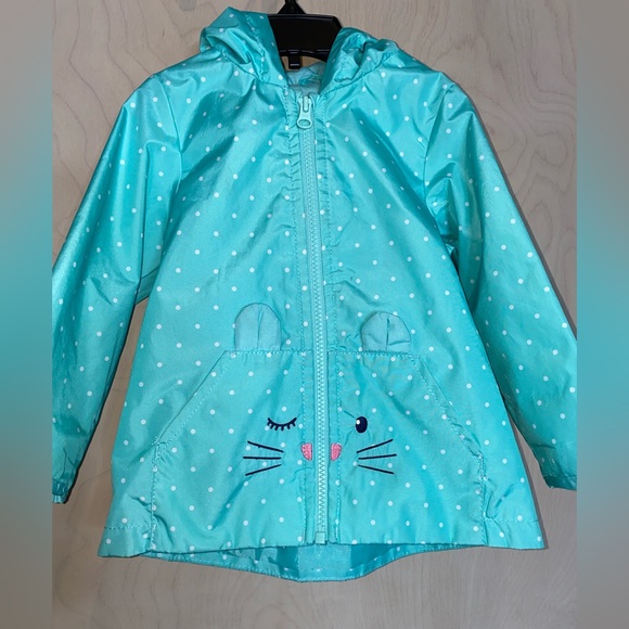 Carter’s Windbreaker Hooded Green Poke a dots Bunny 24mo - Picture 1 of 11